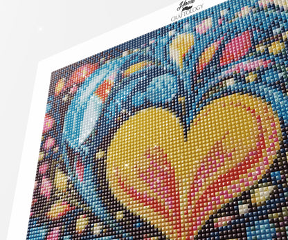 Heart and Flower Abstract - Exclusive Premium Diamond Painting Kit