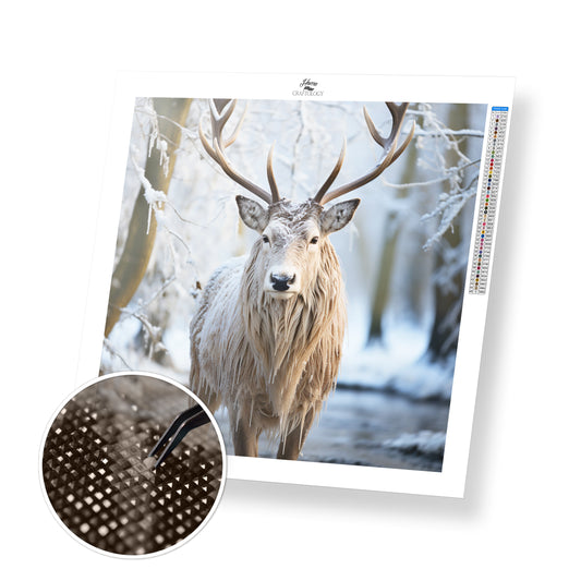 Reindeer in Snow - Exclusive Premium Diamond Painting Kit