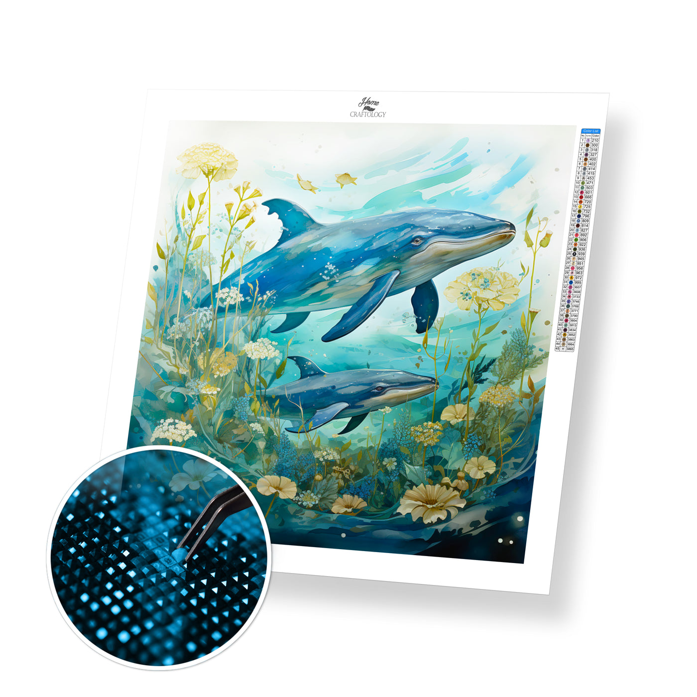 New! Blue Whales - Premium Diamond Painting Kit