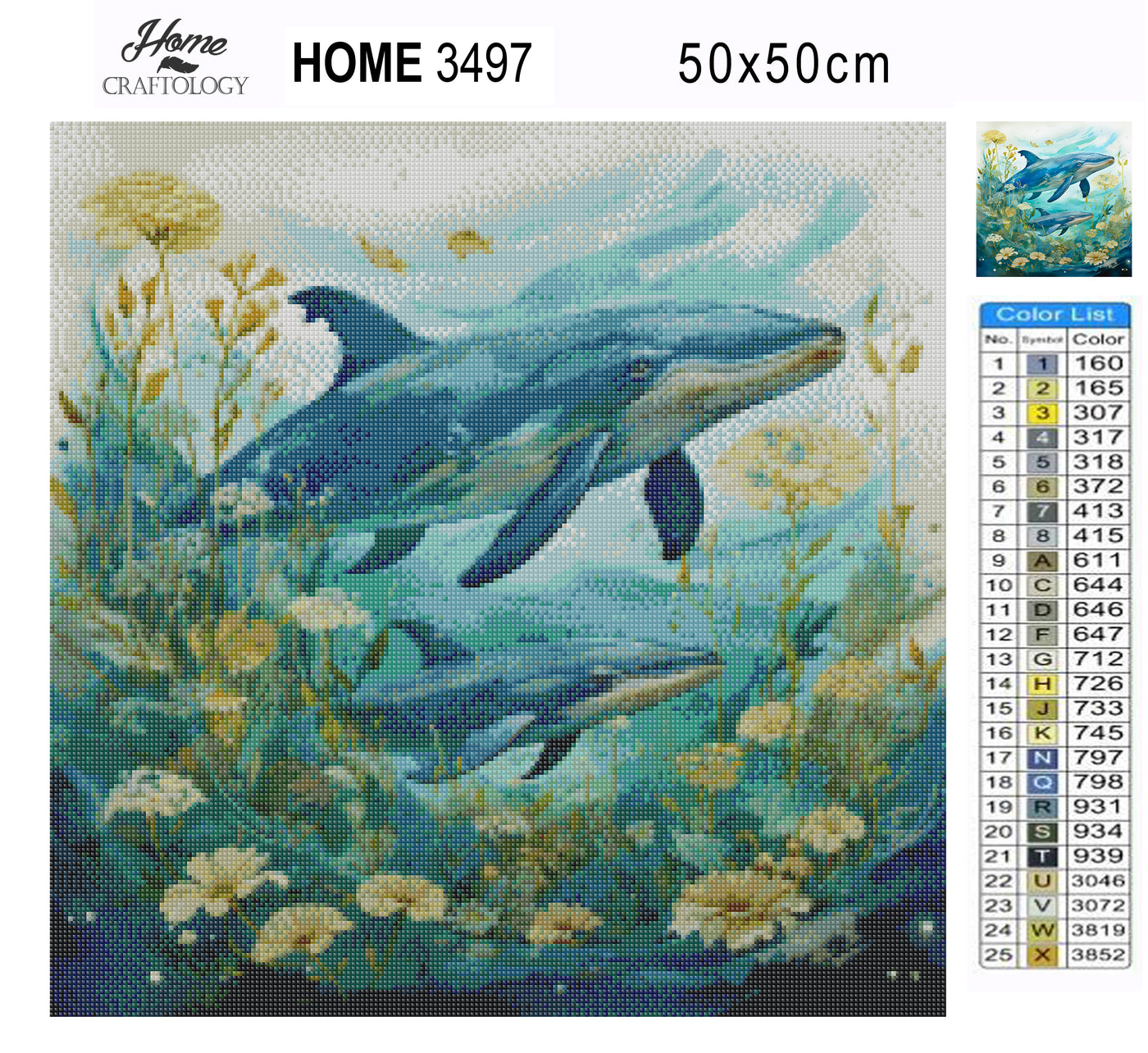 New! Blue Whales - Premium Diamond Painting Kit