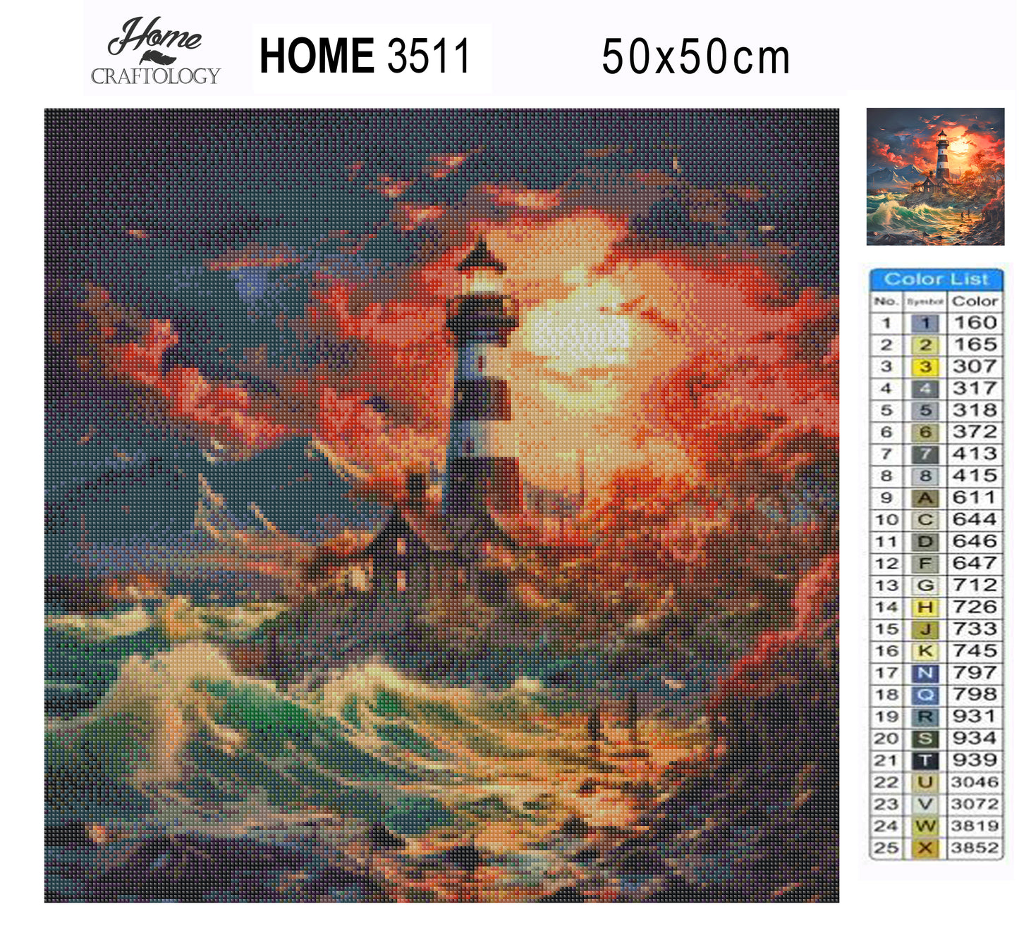 Cabin by the Lighthouse - Exclusive Premium Diamond Painting Kit