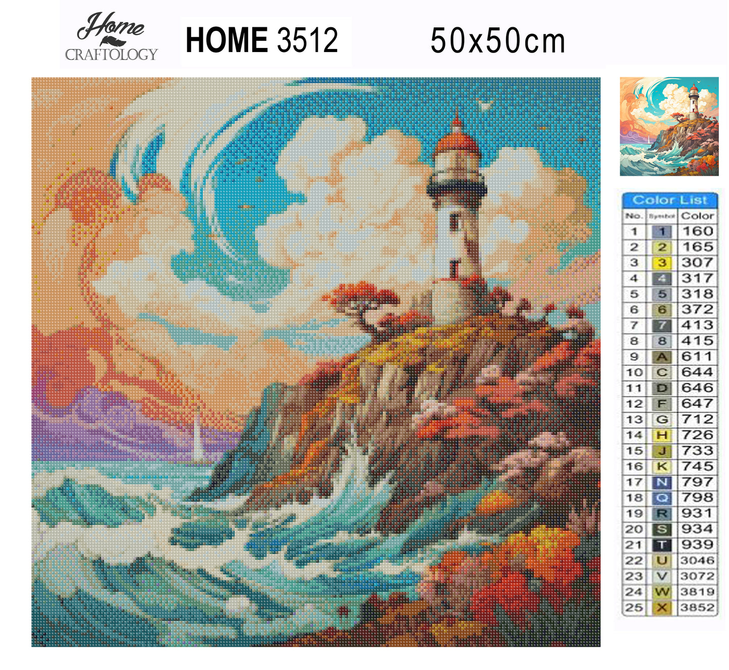 Colorful Lighthouse Image - Exclusive Premium Diamond Painting Kit