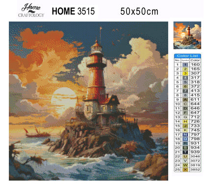 New! Lighthouse Sunset - Exclusive Premium Diamond Painting Kit