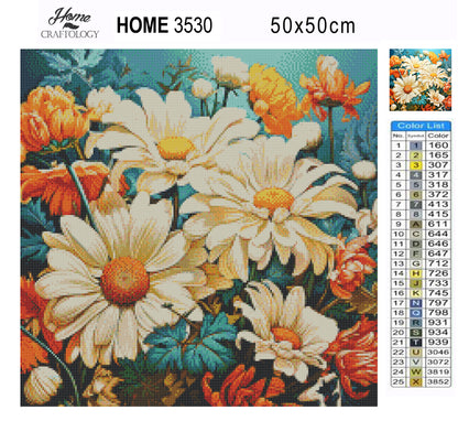 White Daisy - Exclusive Premium Diamond Painting Kit