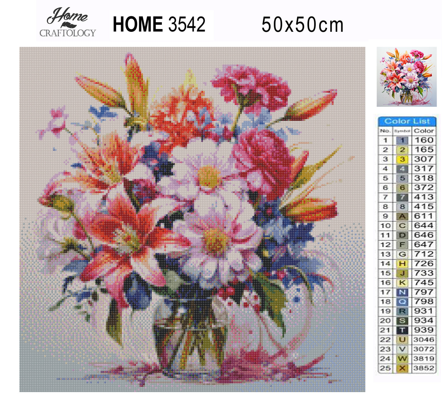 Different Flowers in a Vase - Exclusive Premium Diamond Painting Kit