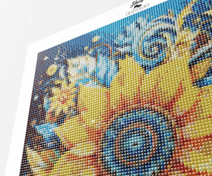 Sunflowers and Leaves - Exclusive Premium Diamond Painting Kit