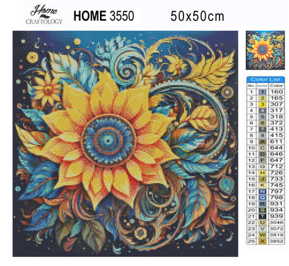 Sunflowers and Leaves - Exclusive Premium Diamond Painting Kit