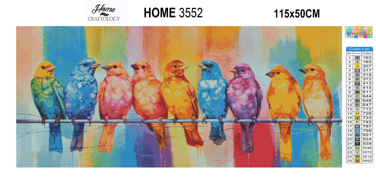 Colorful Birds and Background - Exclusive Premium Diamond Painting Kit