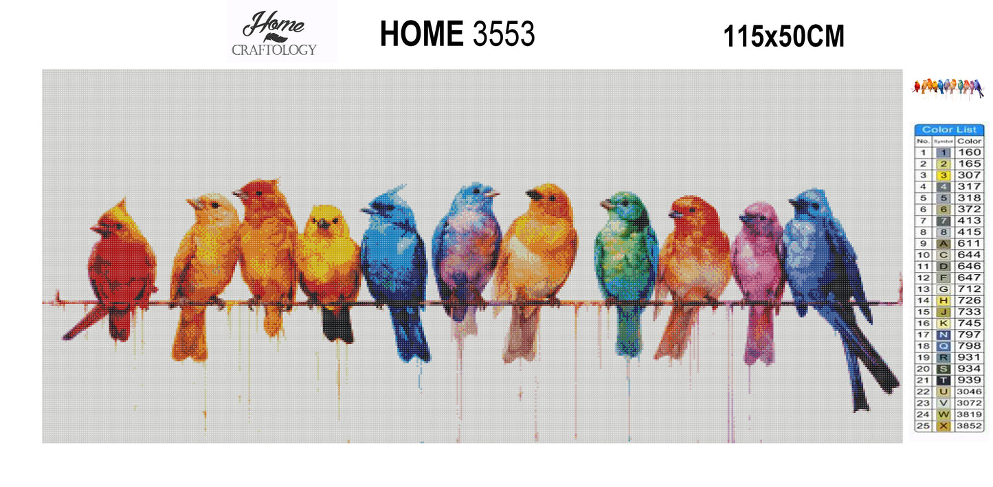 Row of Birds - Exclusive Premium Diamond Painting Kit