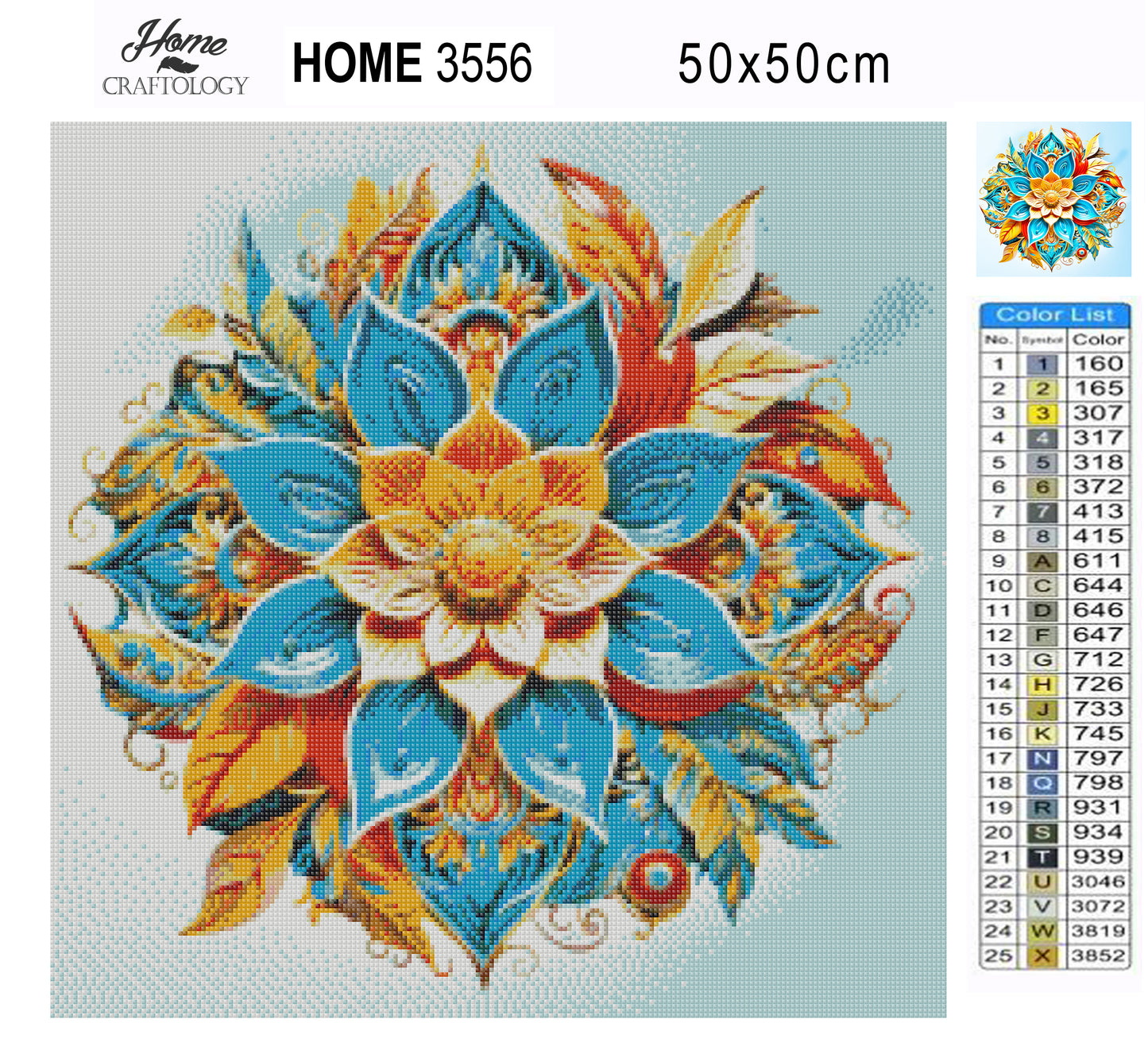 Blue Flower Mandala - Exclusive Premium Diamond Painting Kit