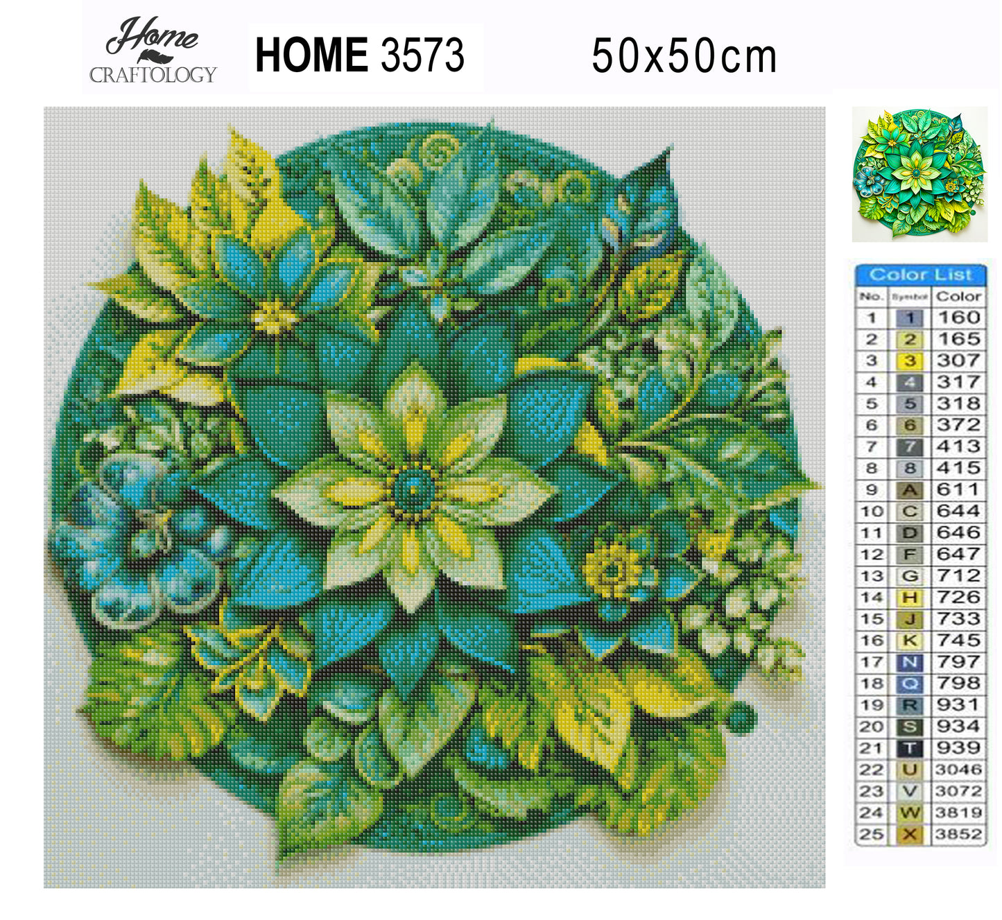 New! Green Flower Mandala - Exclusive Premium Diamond Painting Kit