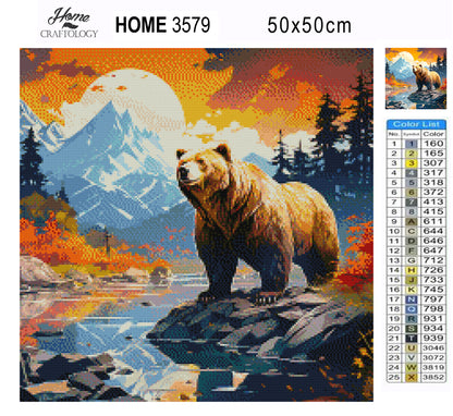 New! Bear During Sunset - Exclusive Premium Diamond Painting Kit