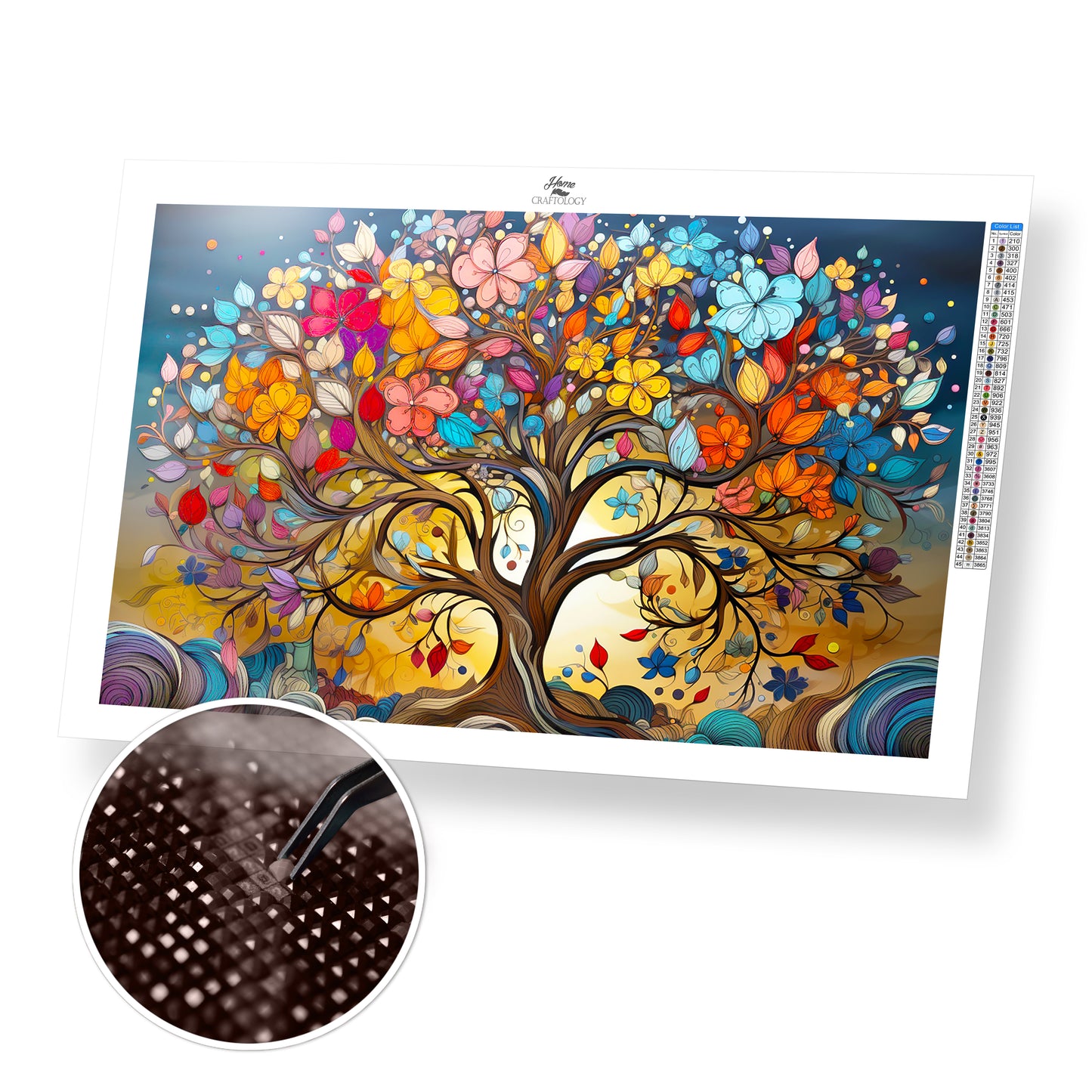 Colorful Leaves and Flowers - Exclusive Premium Diamond Painting Kit