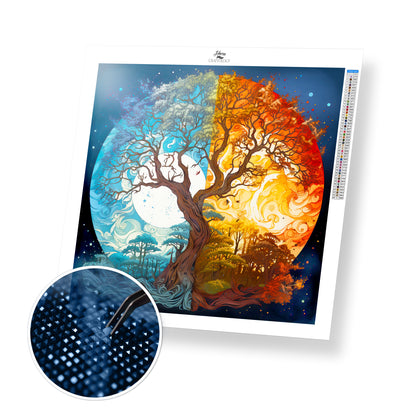 Tree Day and Night - Exclusive Premium Diamond Painting Kit