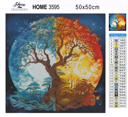 Tree Day and Night - Exclusive Premium Diamond Painting Kit