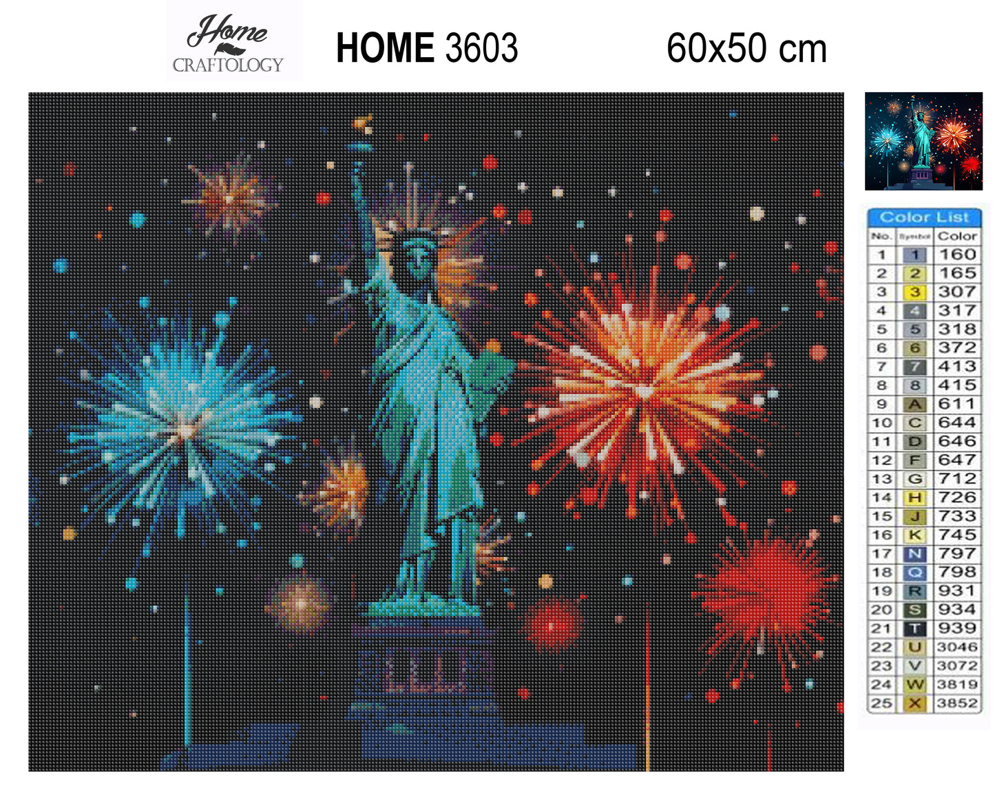 New! Fireworks and Statue of Liberty - Exclusive Premium Diamond Painting Kit