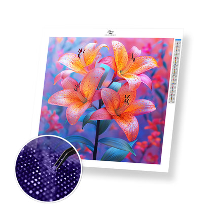 New! Pink Lillies - Exclusive Premium Diamond Painting Kit