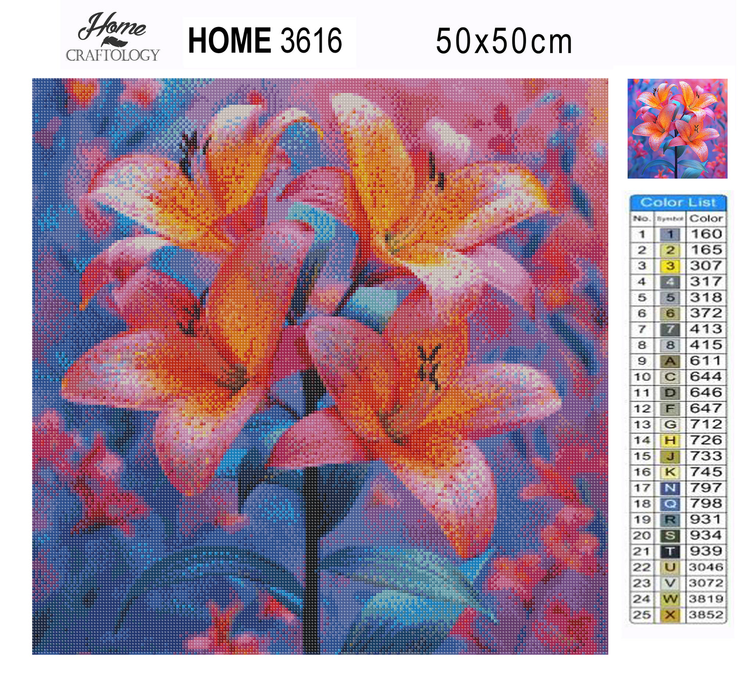 New! Pink Lillies - Exclusive Premium Diamond Painting Kit