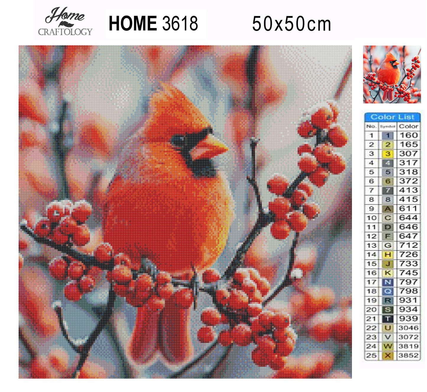 New! Red Cardinal Bird - Exclusive Premium Diamond Painting Kit