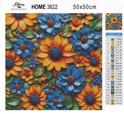 New! Yellow and Blue Sunflowers - Exclusive Premium Diamond Painting Kit