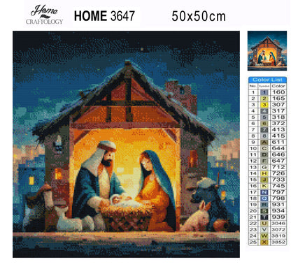 Birth of Jesus in a Manger - Exclusive Premium Diamond Painting Kit