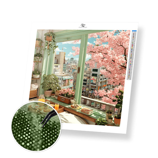Blossoms and Breakfast by the Window - Time Limited Exclusive Diamond Painting Kit