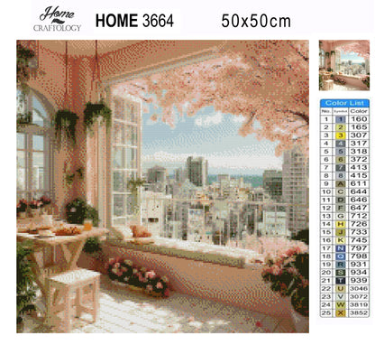 Cherry Blossom Window Peek - Time Limited Exclusive Diamond Painting Kit