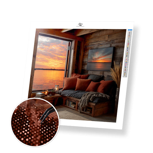 Seaside Sunset Retreat - Exclusive Premium Diamond Painting Kit