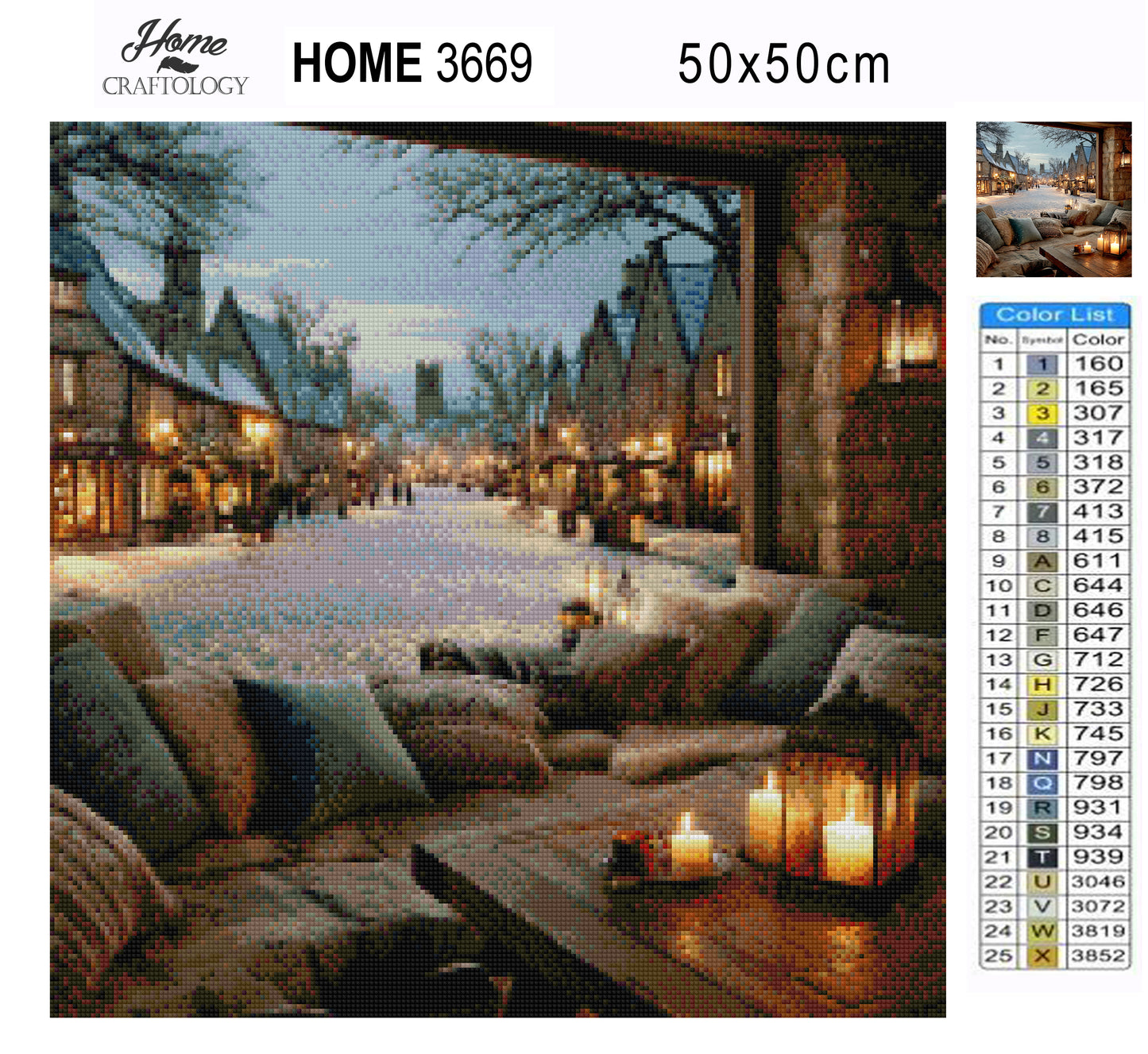 Snowy Village View - Exclusive Premium Diamond Painting Kit