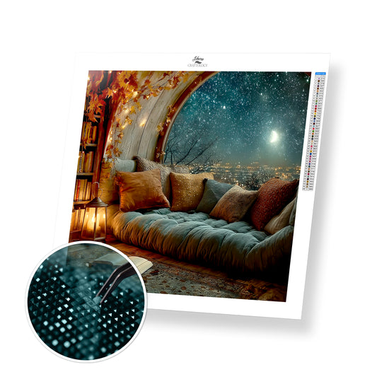 Stargazing from the Nook - Exclusive Premium Diamond Painting Kit
