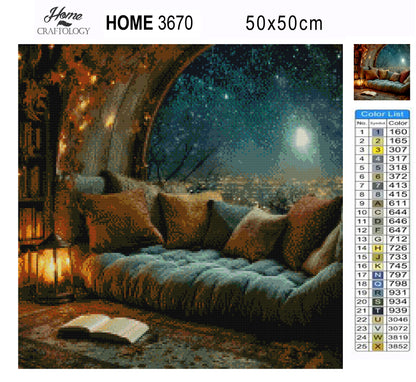 Stargazing from the Nook - Exclusive Premium Diamond Painting Kit