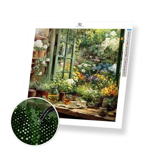 Summer Garden Window - Exclusive Premium Diamond Painting Kit