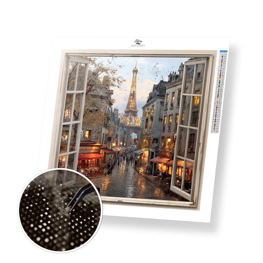 Window to the Eiffel Tower - Exclusive Premium Diamond Painting Kit