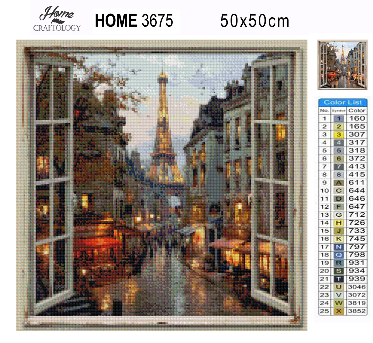 Window to the Eiffel Tower - Exclusive Premium Diamond Painting Kit