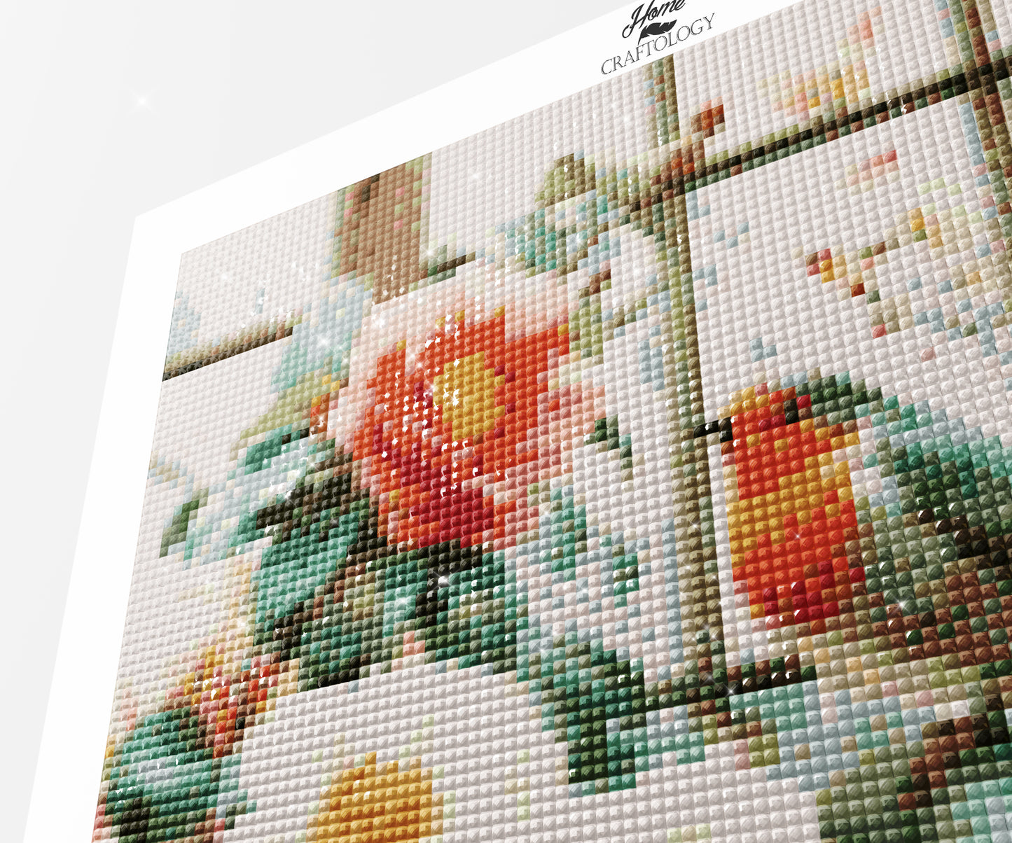 Camellias and Robins by the Window Frame - Time Limited Exclusive Diamond Painting Kit