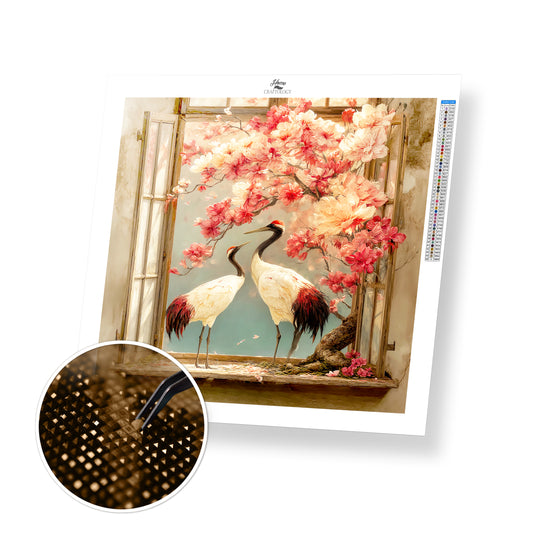 Cherry Blossoms and Cranes - Time Limited Exclusive Diamond Painting Kit
