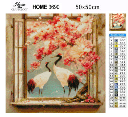 Cherry Blossoms and Cranes - Time Limited Exclusive Diamond Painting Kit