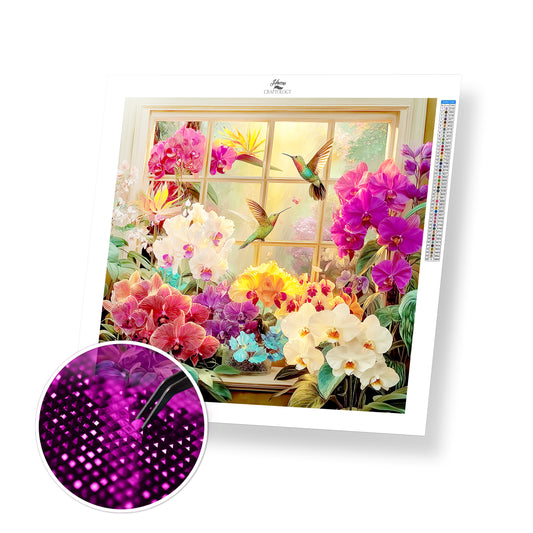 Orchids and Hummingbirds in the Sunlight - Time Limited Exclusive Diamond Painting Kit