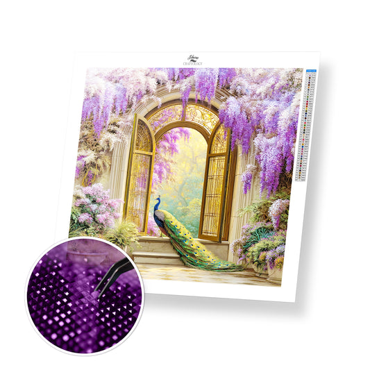 Wisteria Window with a Peacock’s Gaze - Time Limited Exclusive Diamond Painting Kit