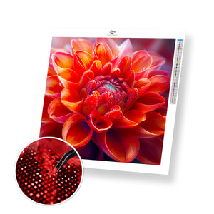 Crimson Dahlia Radiance - Time Limited Exclusive Diamond Painting Kit