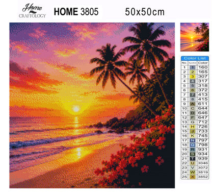 Golden Palm Sunset - Time Limited Exclusive Diamond Painting Kit