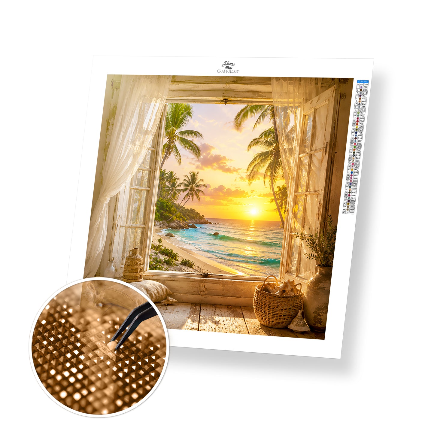 Seaside Curtain Escape - Time Limited Exclusive Diamond Painting Kit