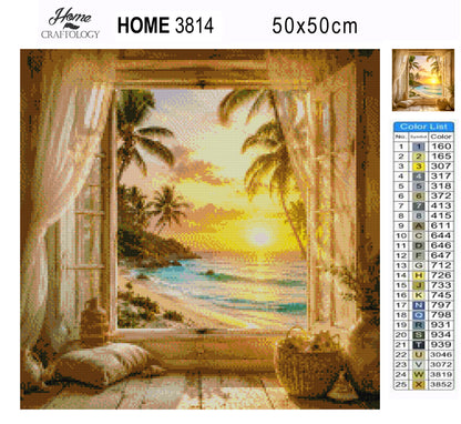 Seaside Curtain Escape - Time Limited Exclusive Diamond Painting Kit
