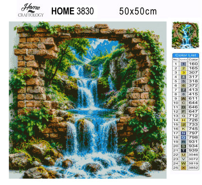Waterfall Ruins - Time Limited Exclusive Diamond Painting Kit