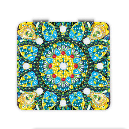 Green Mandala - Diamond Painting Compact Mirror