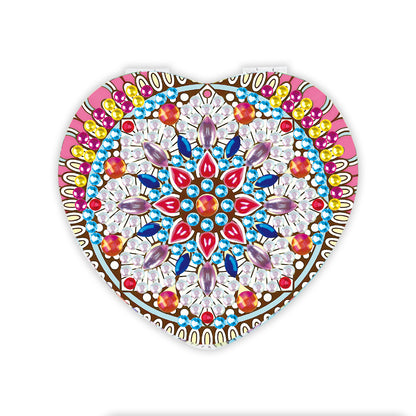 Heart Mandala - Diamond Painting Compact Mirror