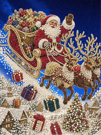 Santa Delivering Gifts - Pearl Diamond Painting Kit