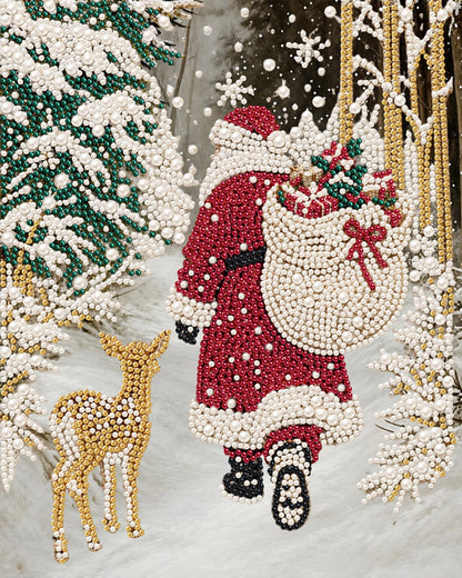 Santa Walking - Pearl Diamond Painting Kit