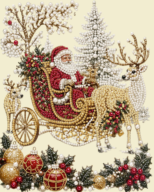Santa's Sleigh - Pearl Diamond Painting Kit