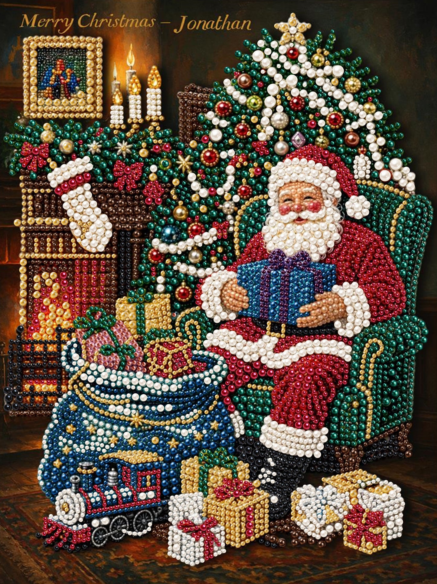 Santa with Presents - Pearl Diamond Painting Kit